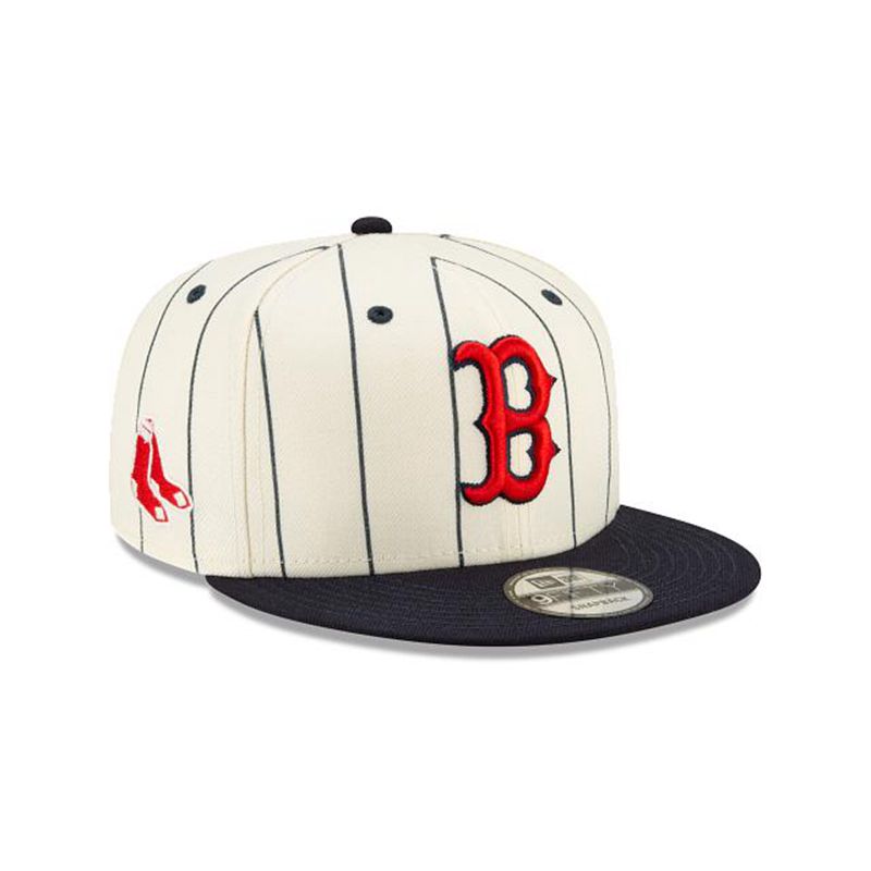 MLB Boston Red Sox Pinstripe 9Fifty Snapback (WSI0349) - White New Era Caps